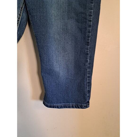 Apollo Womens Blue Denim Capri Jeans Indigo Wash Embellished Pockets - Picture 5 of 9